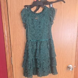 Lilt Emerald Lace Ruffle Kids Dress